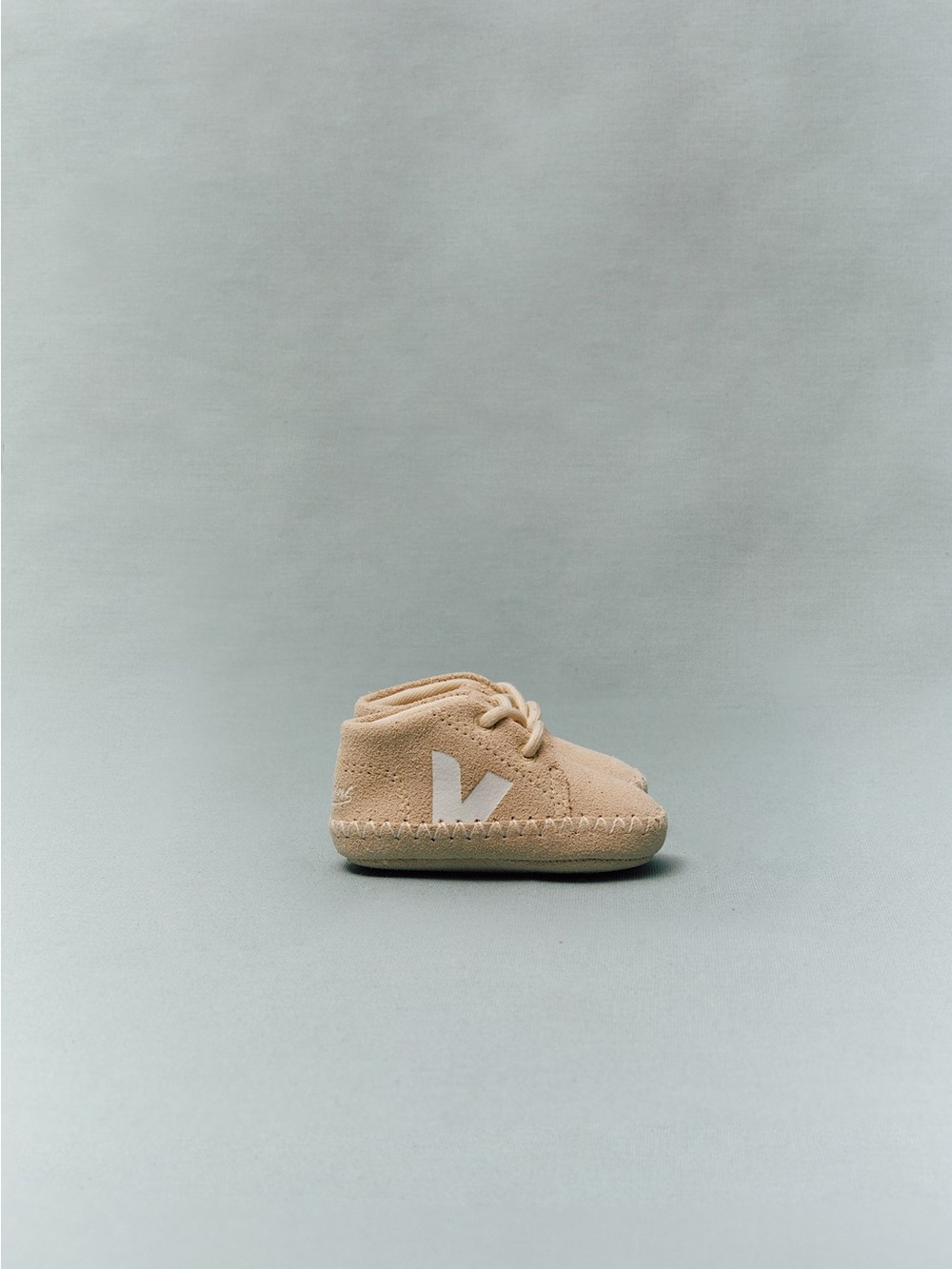 Veja x Bonpoint Kids Moccasins in Beige with White V Logo